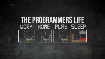 Humorous Programmer's Daily Cycle: Work, Home, Play, Sleep with Technology image