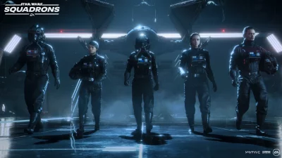 Star Wars Squadrons Imperial Pilot Squad in Dark Hangar image