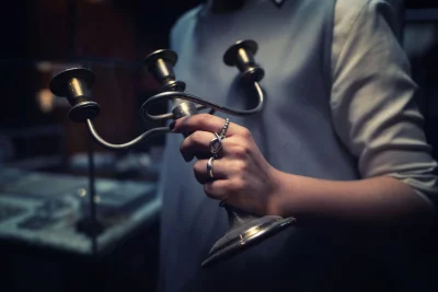 Vintage Decor Candelabra Hand Detail