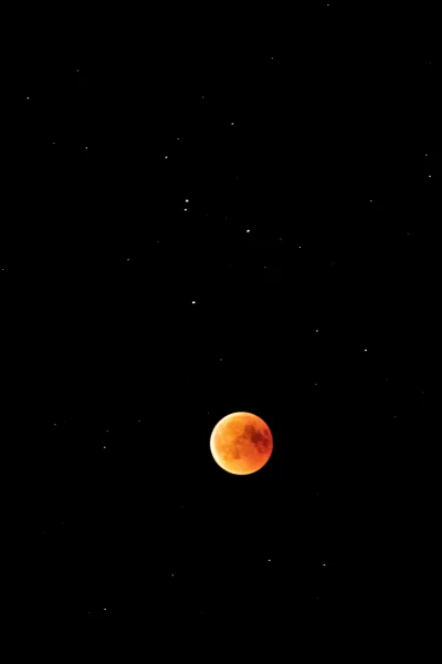 Stunning Blood Moon Lunar Eclipse Illuminates Dark Night Sky Adorned with Twinkling Stars image