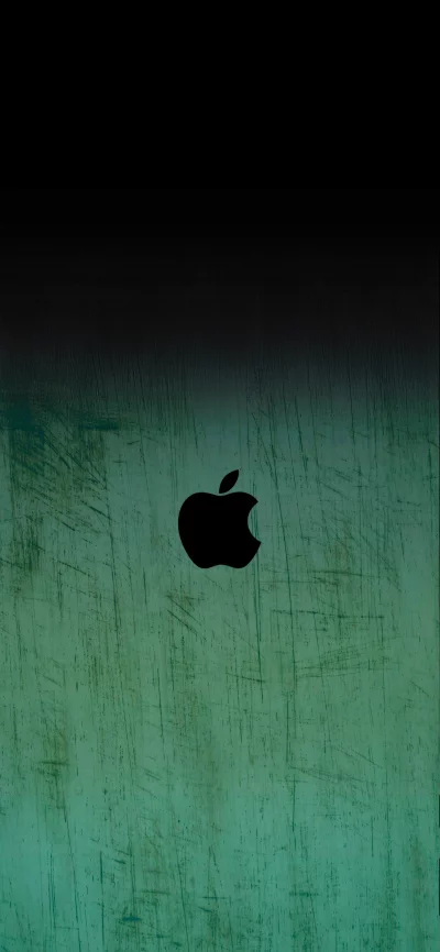 Black Apple Logo on Distressed Teal Grunge Background