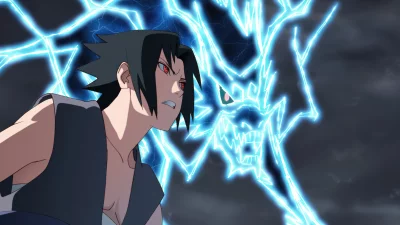 Sasuke Uchiha Unleashes Fierce Lightning Power with Mangekyo Sharingan image