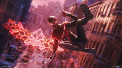 Miles Morales Spider-Man Dynamic Electrifying City Swing at Night image