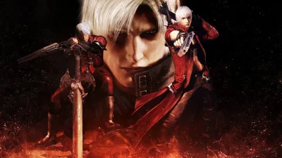Dynamic Devil May Cry Dante: Action Hero with Sword and Guns in Dark Fantasy Battle image