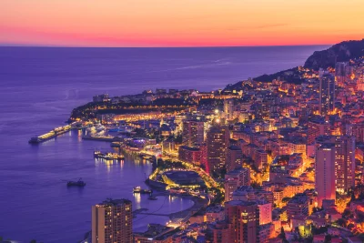 Monaco Cityscape Sunset Luxurious Coastal Riviera Skyline image