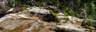 Dynamic Forest Waterfall Cascades Over Moss-Covered Rocks in Lush Woodland image