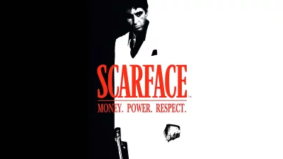 Iconic Scarface Movie Poster with Al Pacino as Tony Montana Black and White Design image