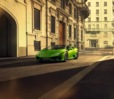 Luxurious Green Lamborghini Huracán Sports Car on Urban European Street image
