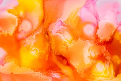 Vibrant Orange and Pink Fluid Art Swirls Background image