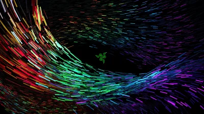 Razer Logo Illuminated by Dynamic Flowing Spectrum of Neon Light Particles image