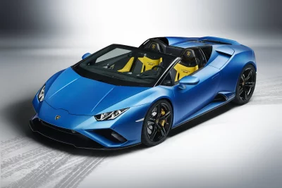Sleek Blue Lamborghini Huracán Evo Spyder Performance Car image