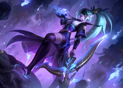 Mystical Elf Assassin Unleashing Luminous Blue Magic in Dark Fantasy Battle image