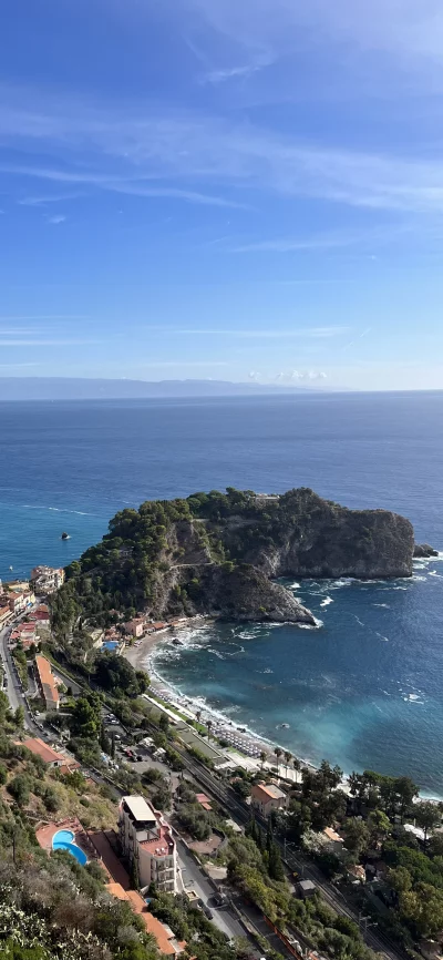 Panoramic View of Isola Bella and Taormina Coastline in Sicily, Italy image