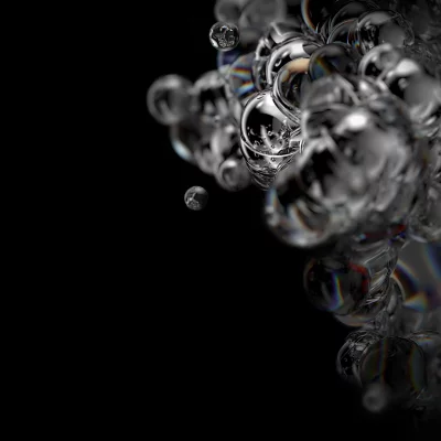 Abstract Transparent Glass Spheres with Chromatic Aberration on Dark Background image