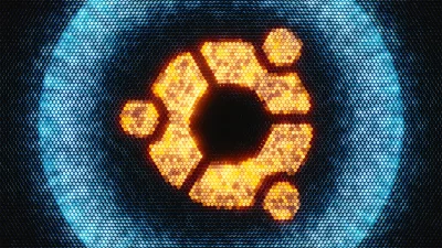 Vibrant Ubuntu Logo Glowing on Futuristic Hexagonal Grid Digital Background image