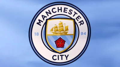 Official Manchester City Football Club Logo on Light Blue Background image