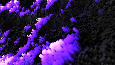 Dynamic Violet Glowing Blocks Abstract Data Flow Cinematic Wallpaper Background image