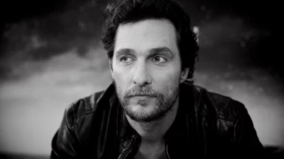 Matthew McConaughey: Black and White Portrait with Thoughtful, Contemplative Expression image