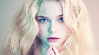 Elle Fanning's Cinematic Portrait of Emotional Reflection with Blonde Hair image