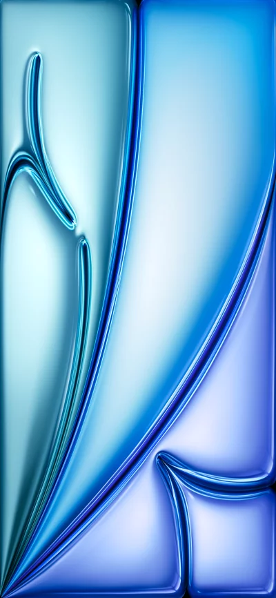 Abstract Blue Turquoise Flowing Liquid Lines Modern Glossy Art image