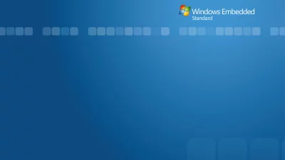 Windows Embedded Standard Logo on Blue Gradient Background with Abstract Squares image