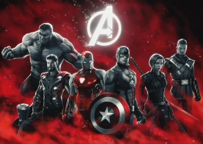 Avengers Endgame Superheroes Assemble: Hulk, Iron Man, Captain America, Thor, Black Widow, Hawkeye image