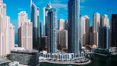 Modern Dubai Marina Cityscape with Waterfront Skyscrapers and Urban Development image