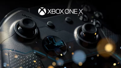 Dark Gamepad with Xbox One X Logo and Atmospheric Bokeh image