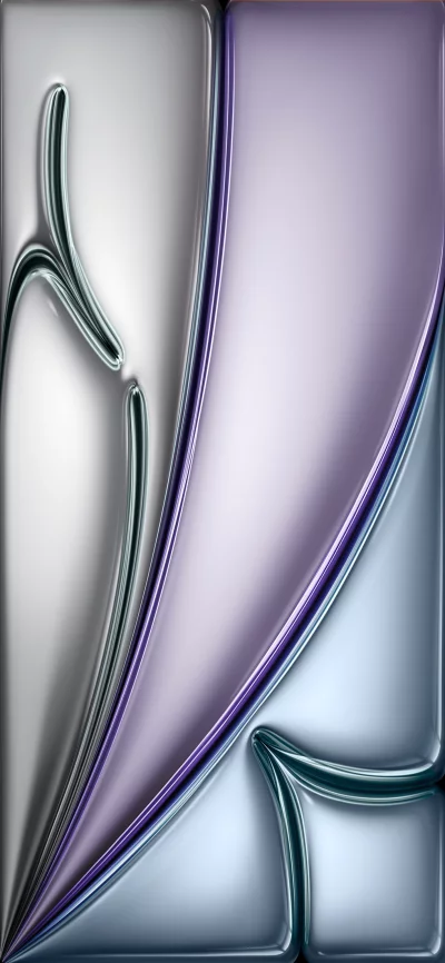Abstract Chrome and Glass Shapes with Purple and Blue Hues