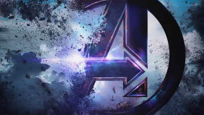 Dynamic Avengers Endgame Logo with Shattered Effects and Cosmic Light Impact image