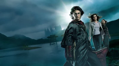 Harry Potter and Friends on a Perilous Magical Journey by an Ominous Castle image
