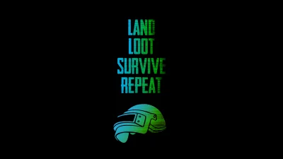 Dynamic PUBG Motto with Glitch Effect Helmet on Black Background image