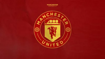 Official Manchester United Football Club Logo on Textured Red Background image