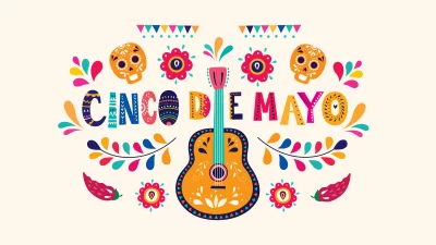 Vibrant Cinco de Mayo Celebration with Folk Art Guitar and Sugar Skulls image