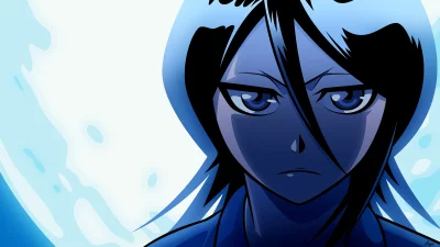 Intense Anime Girl Character Portrait in Blue Tones Digital Illustration image