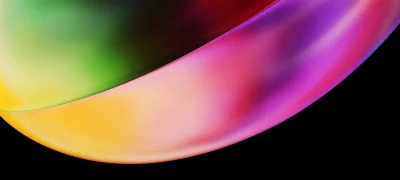 Vibrant Abstract Fluid Wave with Gradient Colors on Dark Background image