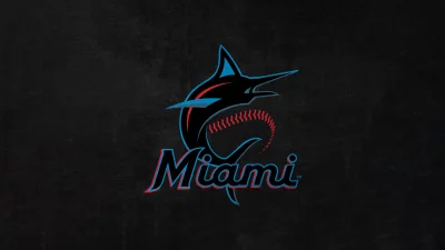 Official Miami Marlins Major League Baseball Team Logo on Dark Textured Background image