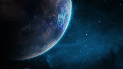 Distant Exoplanet Glowing in Deep Space Amidst Starry Nebula: Cosmic Journey image