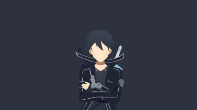 Minimalist Anime Swordsman Posing with Dual Blades on a Dark Background image