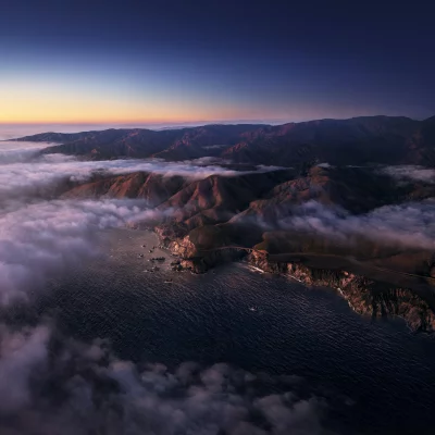 Aerial View of Big Sur Coastline at Sunset with Rolling Fog image