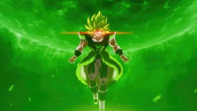 Powerful Anime Warrior Broly Unleashing Legendary Super Saiyan Green Energy image
