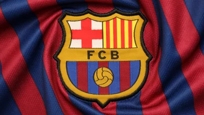 Official FC Barcelona Football Club Crest Embroidered on Woven Jersey Fabric image