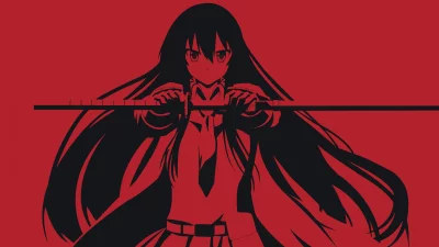 Stylized Anime Warrior Silhouette with Sword on Bold Red Background image