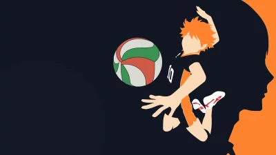 Dynamic Flat Design Anime Volleyball Player Mid-Air Spike Action Illustration image