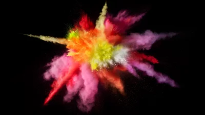 Vibrant Color Powder Explosion on Black Background Dynamic Abstract HD Wallpaper image