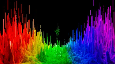 Dynamic Razer Logo on Vibrant Rainbow Digital Audio Visualizer image