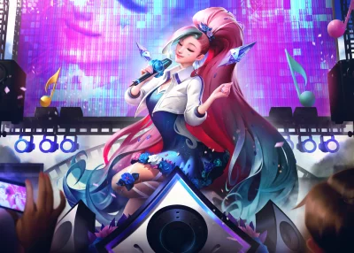 Dynamic Anime Pop Star Performing Live on Stage with Glowing Microphone image
