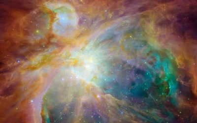 Stunning Cosmic Landscape of a Colorful Nebula with Glowing Stars in Deep Space image