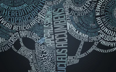 Dynamic Abstract Neural Structure with Medical Biology Terminology in Word Cloud image