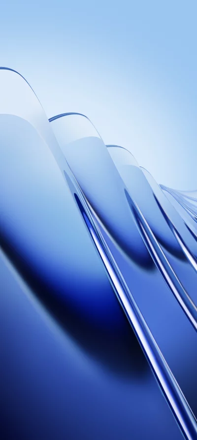 Abstract Blue Waves Background - Fluid Glass Surface with Smooth Curves